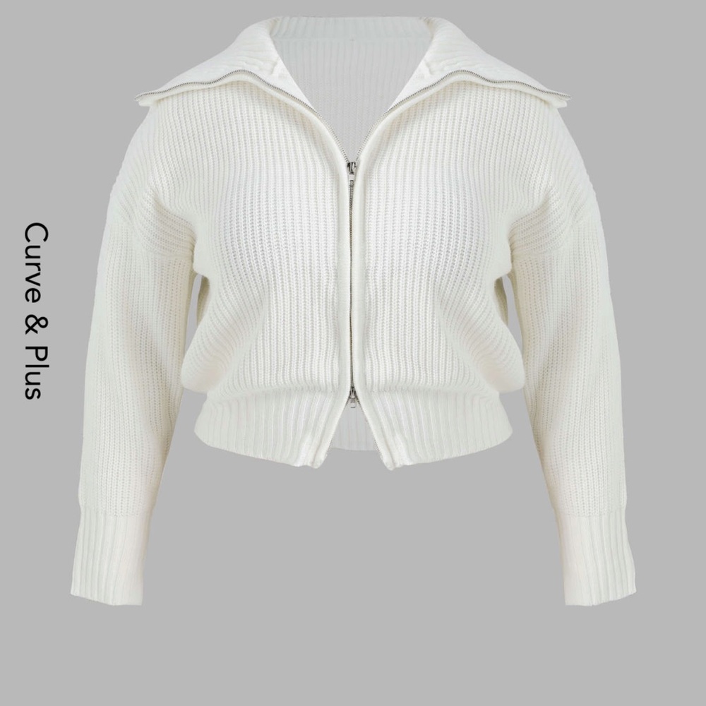 Cider size 2X Solid Collar Knitted Cardigan